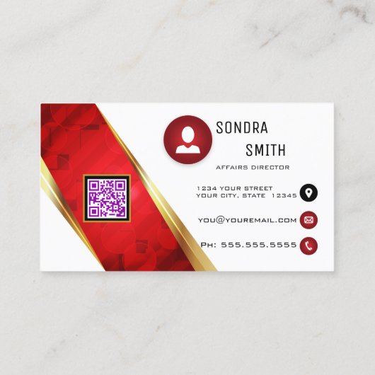 プロフェッショナルQRコードはっきりした赤と黒 名刺 (裏面)