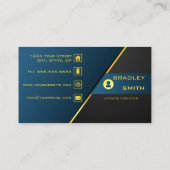 プロフェッショナルQRコードグラデーション青と金ゴールド 名刺 (裏面)