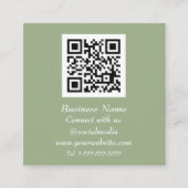 プロフェッショナルQRコードスキャン可能セージ緑モダン スクエア名刺 (正面)