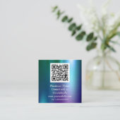 プロフェッショナルQRコードスキャン可能ブルーメタリック スクエア名刺 (スタンド正面)