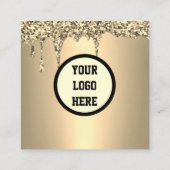 プロフェッショナルQRコードスキャン可能金ゴールドグリッター スクエア名刺 (裏面)