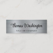 プロフェッショナルQRコードスタイリッシュスクリプトシルバー スキニー名刺 (正面)