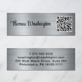 プロフェッショナルQRコードスタイリッシュスクリプトシルバー スキニー名刺