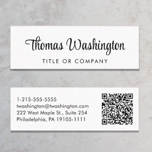 プロフェッショナルQRコードスタイリッシュスクリプト スキニー名刺