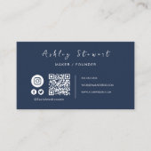 プロフェッショナルQrコードソーシャルメディア海軍ブルー 名刺 (正面)