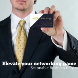 プロフェッショナルQRコードネイビーブルーシンプル 名刺