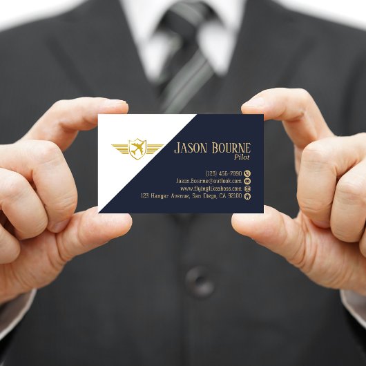 プロフェッショナルQRコードネイビーブルーシンプル 名刺