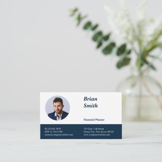 プロフェッショナルQRコードファイナンシャルプランナー青 名刺 (スタンド正面)