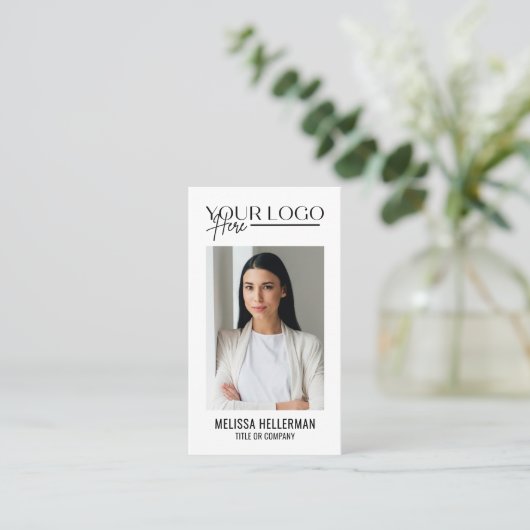 プロフェッショナルQRコードフォト会社のロゴ縦型 名刺 (スタンド正面)