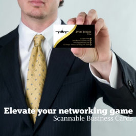 プロフェッショナルQRコードブラック金ゴールドパイロットミニマル 名刺