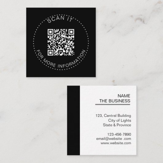 プロフェッショナルQRコードミニマルスキャンプロモーション スクエア名刺 (正面/裏面)