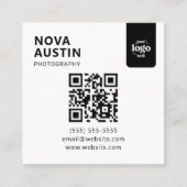 プロフェッショナルQRコードミニマルデザインとロゴ スクエア名刺 (正面)