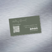 プロフェッショナルQrコードモダンミニマリストグリーン マグネット名刺 (インサイチュ)