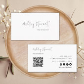 プロフェッショナルQrコードモダンミニマリストホワイト 名刺