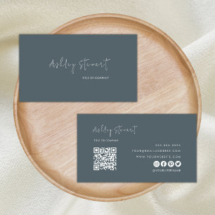 プロフェッショナルQrコードモダンミニマリスト海軍 名刺