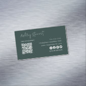 プロフェッショナルQrコードモダンミニマリスト濃い緑 マグネット名刺 (インサイチュ)