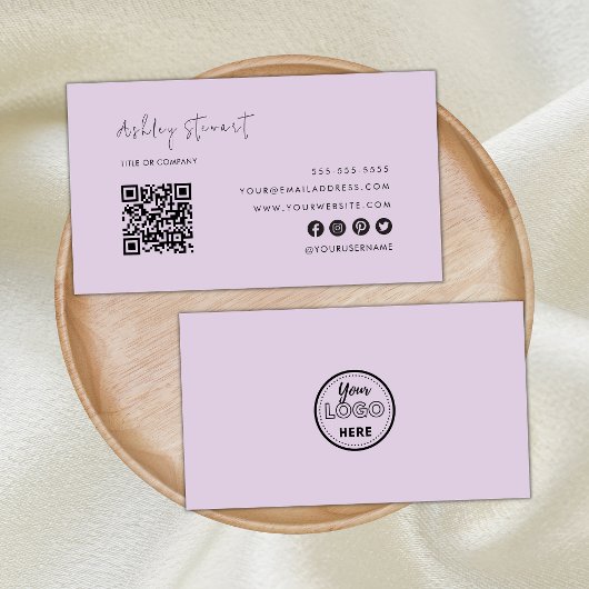 プロフェッショナルQrコードロゴモダントレンディー紫 名刺