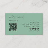 プロフェッショナルQrコードロゴモダントレンディー緑 名刺 (正面)