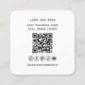 プロフェッショナルQrコード白黒ソーシャルメディア スクエア名刺 (裏面)