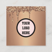 プロフェッショナルQRコード金ゴールドグリッターきらめき スクエア名刺 (裏面)