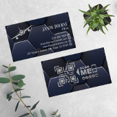 プロフェッショナルQRコード、航空、青モダン銀 名刺