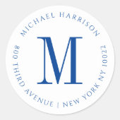 プロフェッシ男らしャイネイビーブルー差出人住所 ラウンドシール (正面)