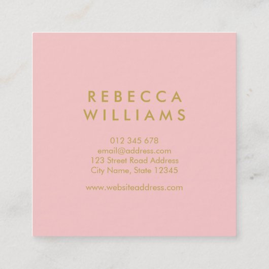 プロフエレガントィルフォトピンクのローズとフェイク金ゴールド スクエア名刺 (裏面)