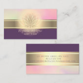 プロフエレガントモダンェショナル金ゴールドストライプロータス 名刺 (正面/裏面)
