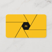 プロフォトグラファー明るい黄色のシャッターレンズモダン 名刺 (正面)