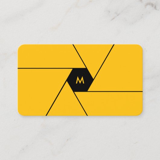 プロフォトグラファー明るい黄色のシャッターレンズモダン 名刺 (正面)