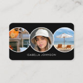 プロフコンテンポラリーァイルカスタム写真QRコードブラック 名刺 (正面)