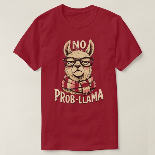 「プロブレマ」面白いラマのデザイン Tシャツ (デザイン正面)