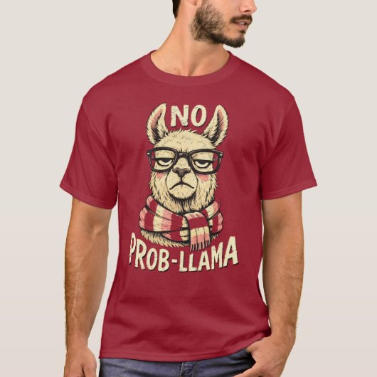 「プロブレマ」面白いラマのデザイン Tシャツ (正面)