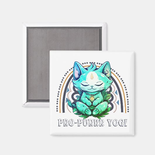 プロプルヨギ猫好きヨガメディテーションレインボー マグネット (正面/裏面)