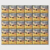 プロペラの黄色い飛行機の包装紙 ラッピングペーパー (フラット)