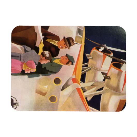 プロペラ付きの水上機によるヴィンテージ家族の休暇 マグネット (横)