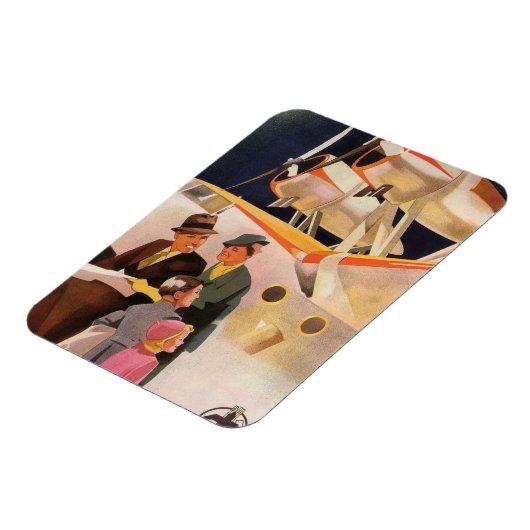 プロペラ付きの水上機によるヴィンテージ家族の休暇 マグネット (左側)