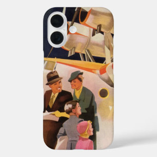 プロペラ付きの飛行艇で楽しむヴィンテージ家族のバケーション iPhone 16ケース