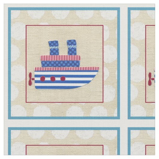 プロペラ及び青色煙突付き汽船 ファブリック (クローズアップ)