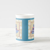 プロペラ及び青色煙突付き汽船 ボーンチャイナマグカップ (正面)