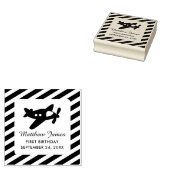 プロペラ飛行機ストライプ付き |誕生日 ラバースタンプ (押印)