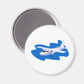 プロペラ飛行機機セスナ飛んでいるー マグネット (正面/裏面)