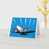 プロペラ飛行機飛行機飛飛んでいる行 カード (黄色い花)