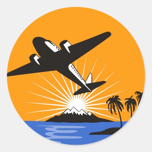 プロペラ飛行機飛行機飛飛んでいる行 ラウンドシール (正面)