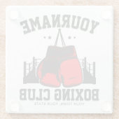 プロボクサーADD NAME赤い手袋ボクシングリングや輪トレーニング ガラスコースター (裏面)