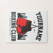 プロボクサーADD NAME赤い手袋ボクシングリングや輪トレーニング ジグソーパズル (横)