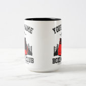 プロボクサーADD NAME赤い手袋ボクシングリングや輪トレーニング ツートーンマグカップ (中央)