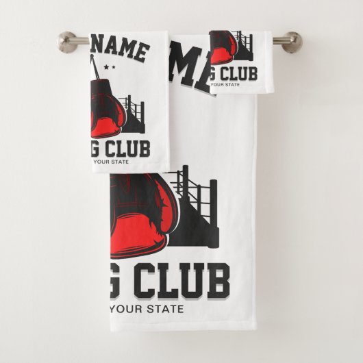 プロボクサーADD NAME赤い手袋ボクシングリングや輪トレーニング バスタオルセット (インサイチュ)