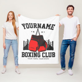 プロボクサーADD NAME赤い手袋ボクシングリングや輪トレーニング フリースブランケット