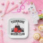 プロボクサーADD NAME赤い手袋ボクシングリングや輪トレーニング ペーパープレート (パーティー)